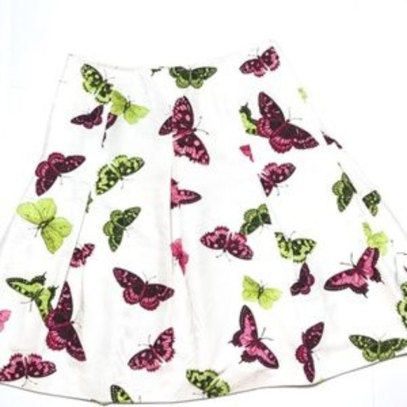 Talbots Soft White Butterfly Midi Skirt - Picture 2 of 5